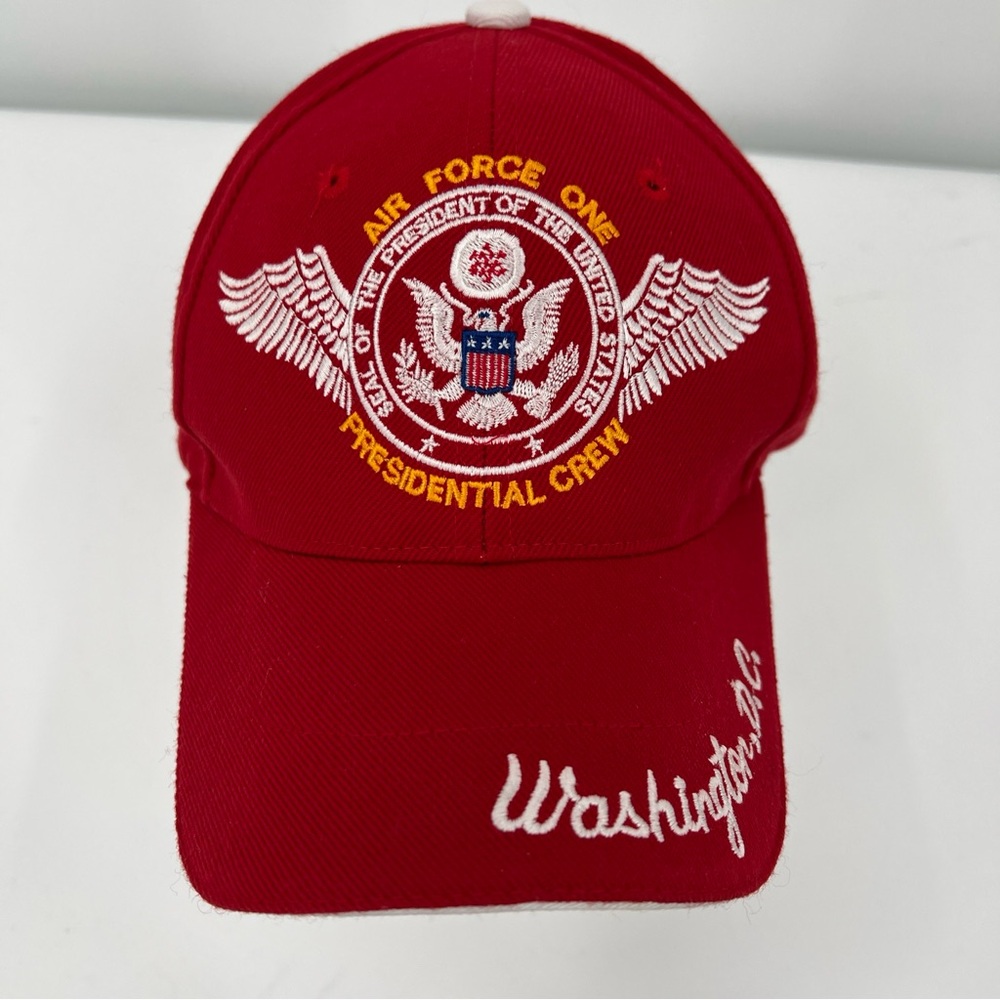Air Force One Presidential Crew Washington, DC Adjustable MAGA Red Baseball Hat